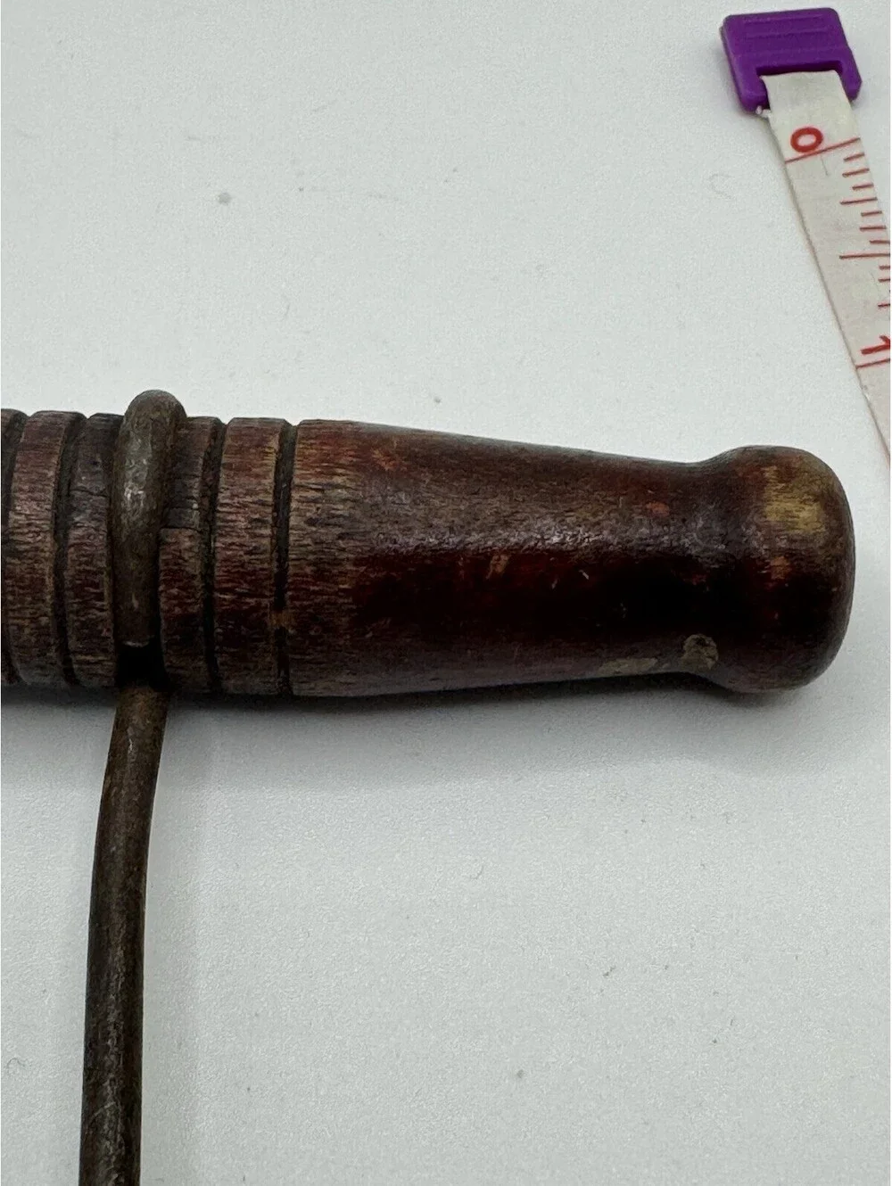Vintage Corkscrew Opener Metal With Wooden T Handle. unmarked
